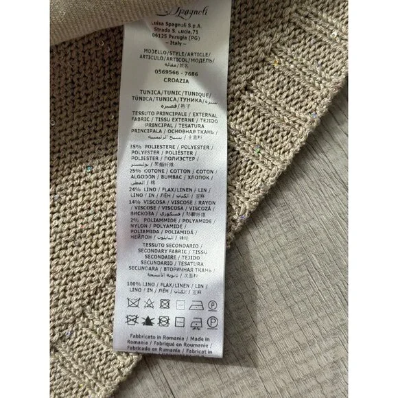 Luisa Spagnoli Womens Beige Cable Knit Sweater Cotton Linen Size M - Picture 5 of 8